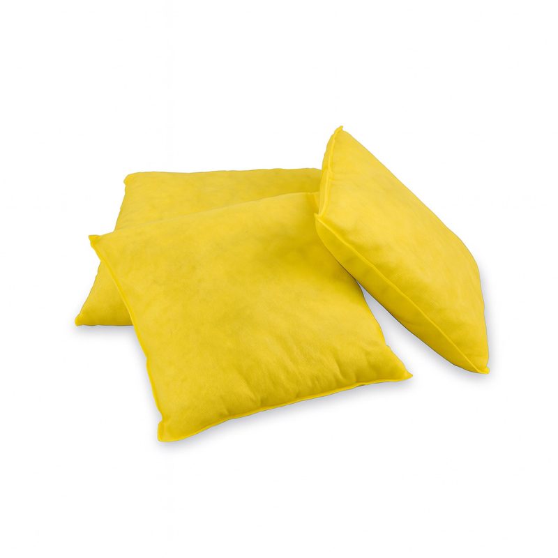 <font color="#294c85"><b>PSP100-085</b></font><br>Hazmat Sorbent Pillow, 18" x 18", Yellow, 15 Gallon, Pack of 10