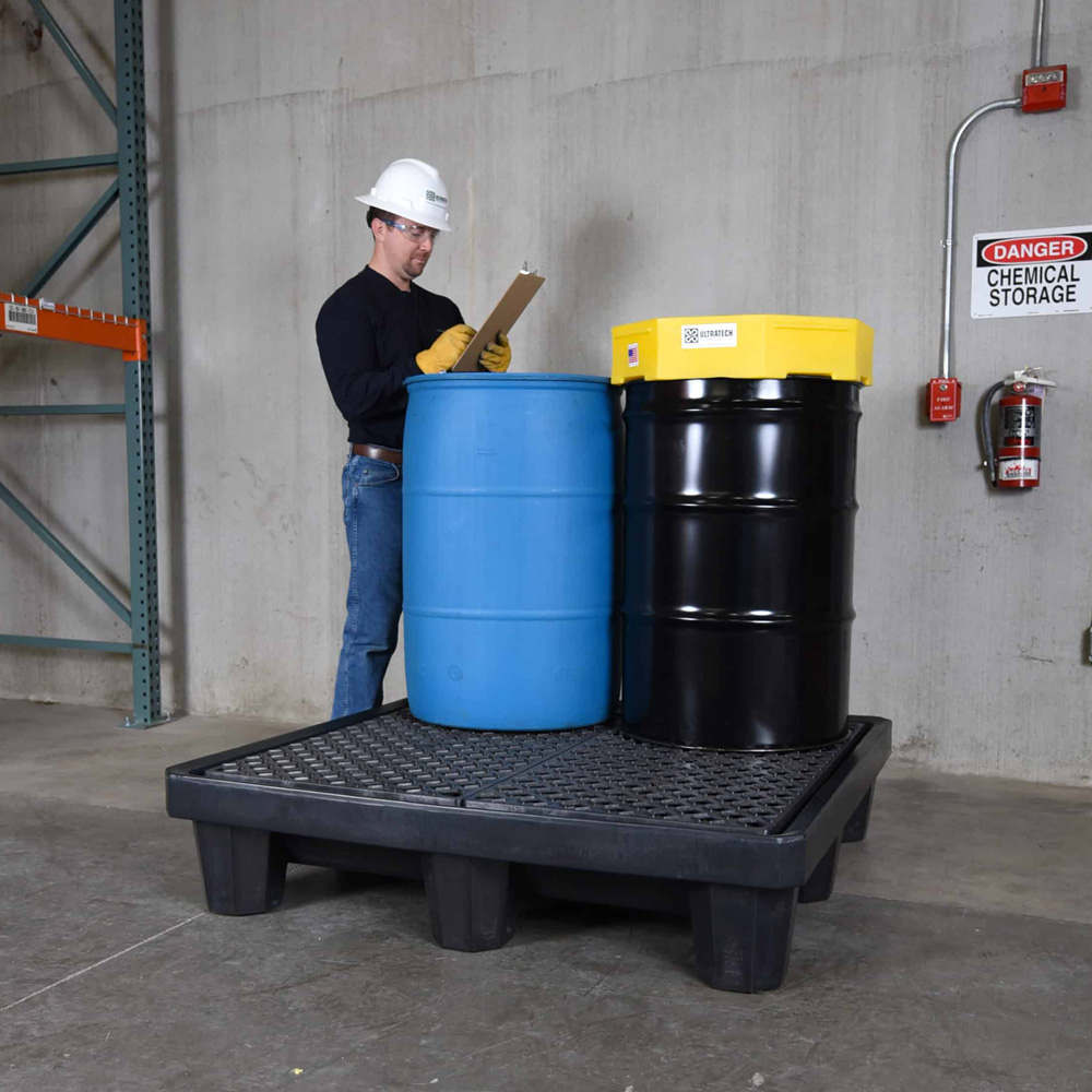 <font color="#294c85"><b>PSP300-002</b></font><br>Ultra-Spill Pallet, 53" x 53" x 11.75", Economy, 4 Drum Type , 250 L Capacity