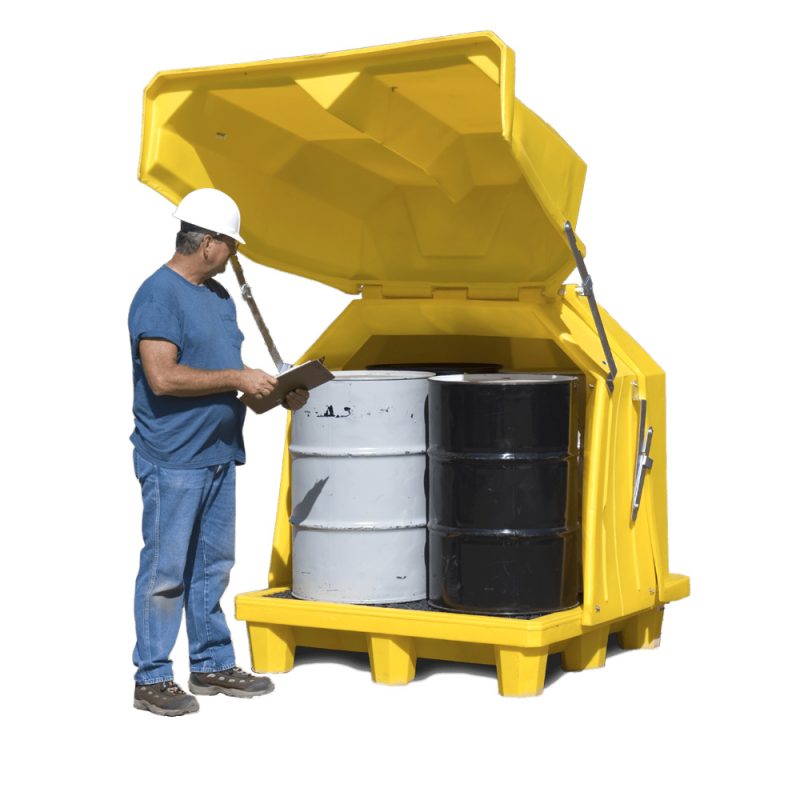 <font color="#294c85"><b>PSP300-056</b></font><br>Ultra-Hard Top, P4, 4 Drum Storage, c/w Drain, 57" x 54" x 65", 250 L Capacity