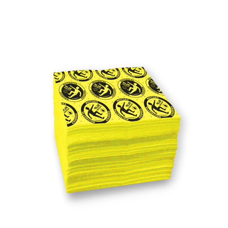 <font color="#294c85"><b>PSP100-015</b></font><br>Hazmat Slip Hazard Pictogram Sorbent Pad, 16" x 18", One-Ply, Heavy Weight, 30 Gallon, Pack of 100